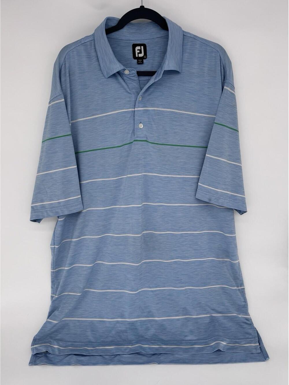 FootJoy Men's Golf Polo Short Shirt Blue Striped XL **See Description**
